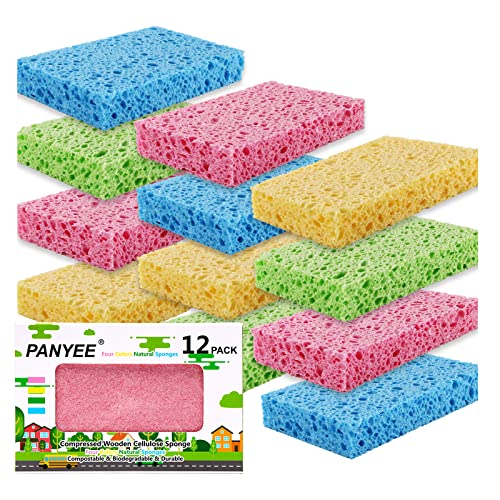 Compressed Cellulose Kitchen Sponges 12Pack，Non-Scratch Biodegradable Natural Colorful Sponge Scrub for Dishes Cleaning,Funny DIY Sponge for Kids - size: Small(Pack of 12)