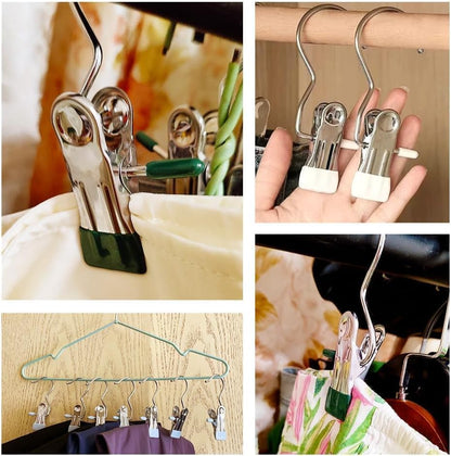 Boot Hangers for Closet, Laundry Hooks with Clips, Boot Hanging Hold Clip, Space Saving Portable Travel, Clip Hangers for Pants Hats Socks Gloves (10, White)