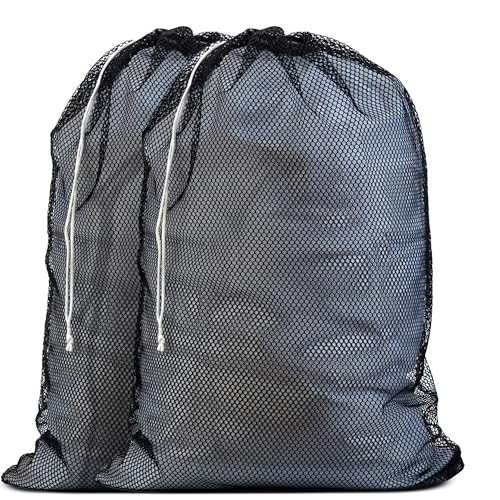 Handy Laundry Mesh XL Laundry Bag 24"x36" 2-Pack, Heavy Duty, Black - color: Black