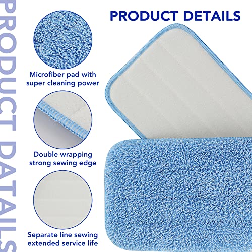 Replacement Mop Pads Fit for Rubbermaid Commercial 18" and 17" Mop - 10 Pack Wet & Dry Commercial Cleaning Reusable Refills Fit for Any Flat System 17 and 18 Inch - color: 18 Inch-10pack-blue