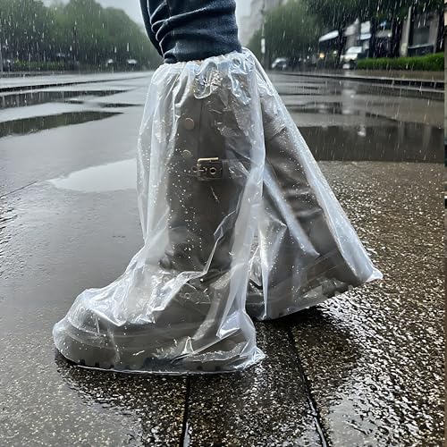 10 Pairs Disposable Waterproof Boot Covers for Rain - Plastic Rain Shoe Covers - Non-Slip Indoor Outdoor Rain Cover for Shoes,Plastic Overshoes for Men Women -Water Proof Boot Protector – Clear-XL - color: Xl（women 9-13, Men 7.5-11)-clear