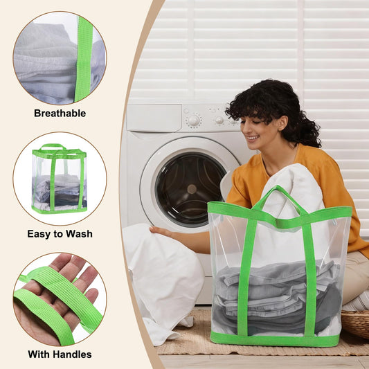 uxcell Collapsible Laundry Basket,Mesh Hamper with Handles,Foldable Laundry Bag,Breathable Hanging Laundry Hamper for Washing Storage,Bathroom, Dorm,Travel,Beach, Green Extra Large - color: Green, size: Extra Large