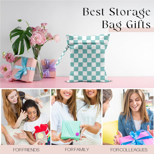 Wet Bag for Swimsuit, Beach Travel Essentials Wet Dry Bag, for Sunscreen Toiletry Dirty Clothes Yoga Gym Diaper, Friends Summer Beach Vacation Gifts. Blue white plaid - color: Blue White Plaid
