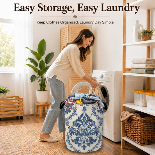 Vintage Floral Paisley Large Laundry Hamper, Collapsible Oxford Clothes Basket with Handles, Freestanding Dirty Clothes Organizer for Bedroom Bathroom Dorm Laundry Room, 16 x 20.8 Inch - color: Vintage Floral Paisley
